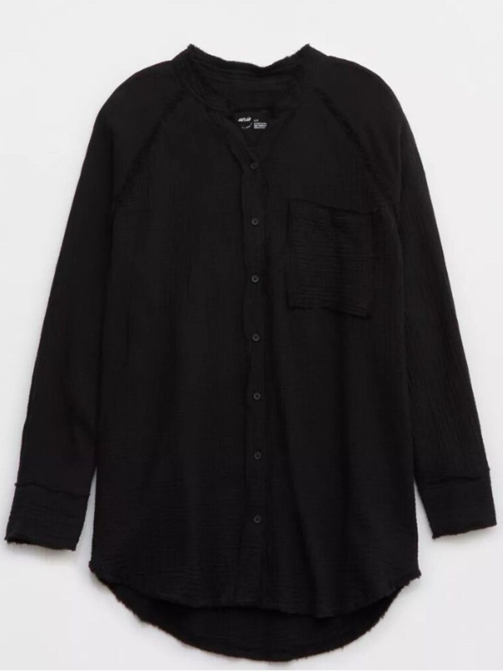 Aerie Black Gauze Button Down Shirt Coverup size Small - Picture 3 of 7